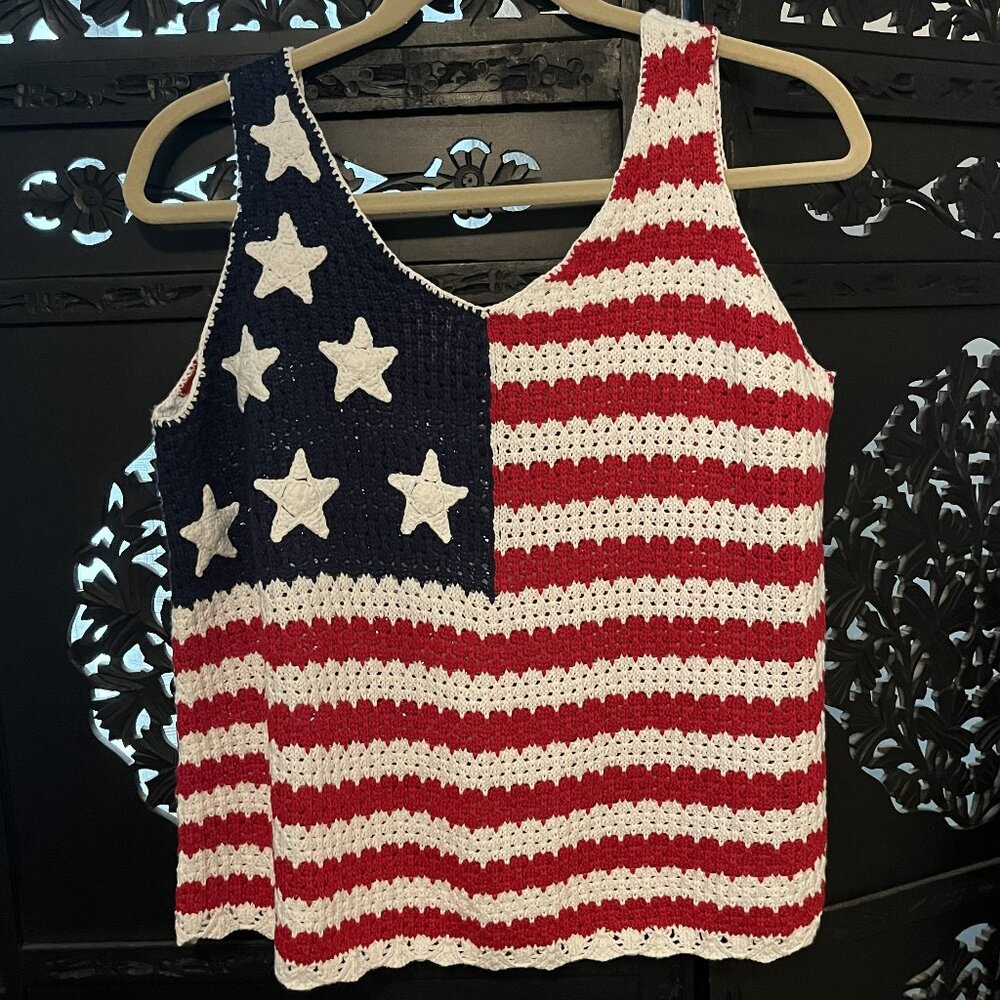 American Flag Crochet Tank Top
